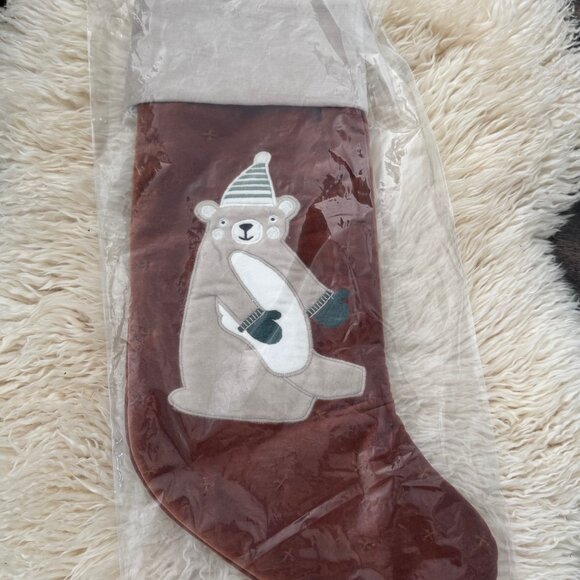 Crate & Barrel Wonderland Velvet Bunny & Bear Christmas Stockings – Brand New - Picture 4 of 12